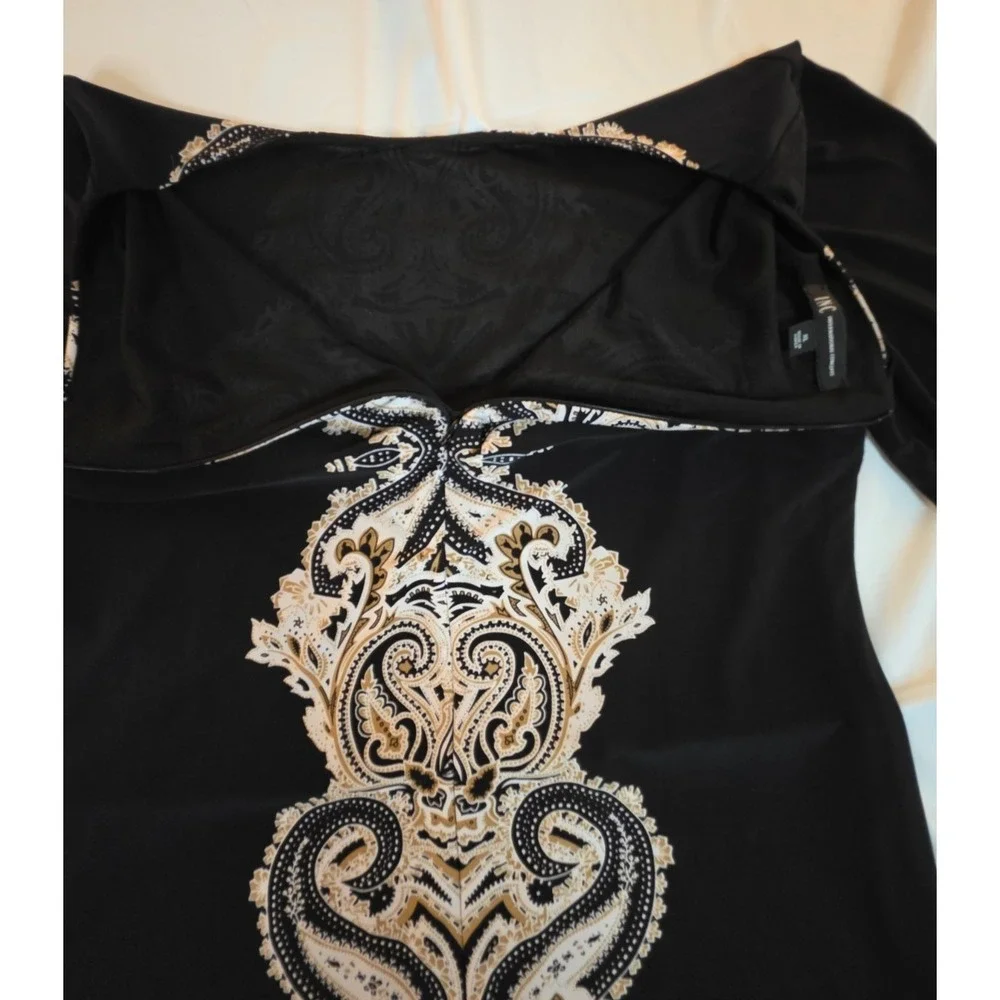 INC International Concepts Dress XL Black Paisley Baroque Print Shift Tunic 3/4 - Picture 8 of 13